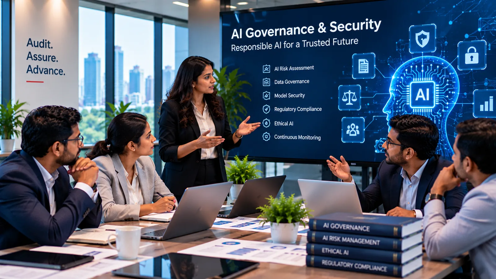 AI governance and security assessment workshop in a boardroom